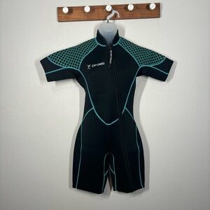 ADULT Wetsuit - Black and turquoise